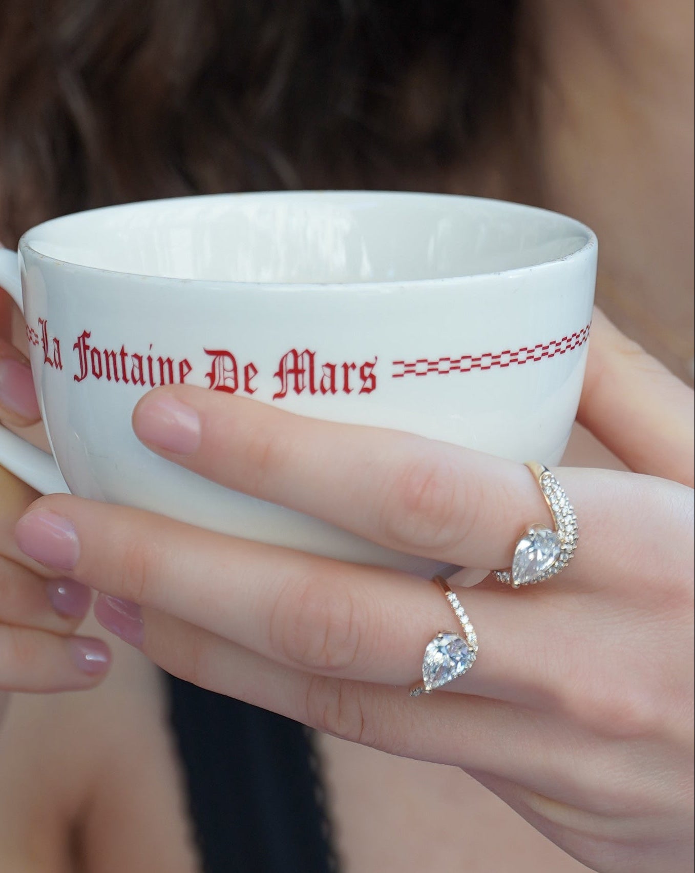 Bague Wave Poire pavée - Anneau fin