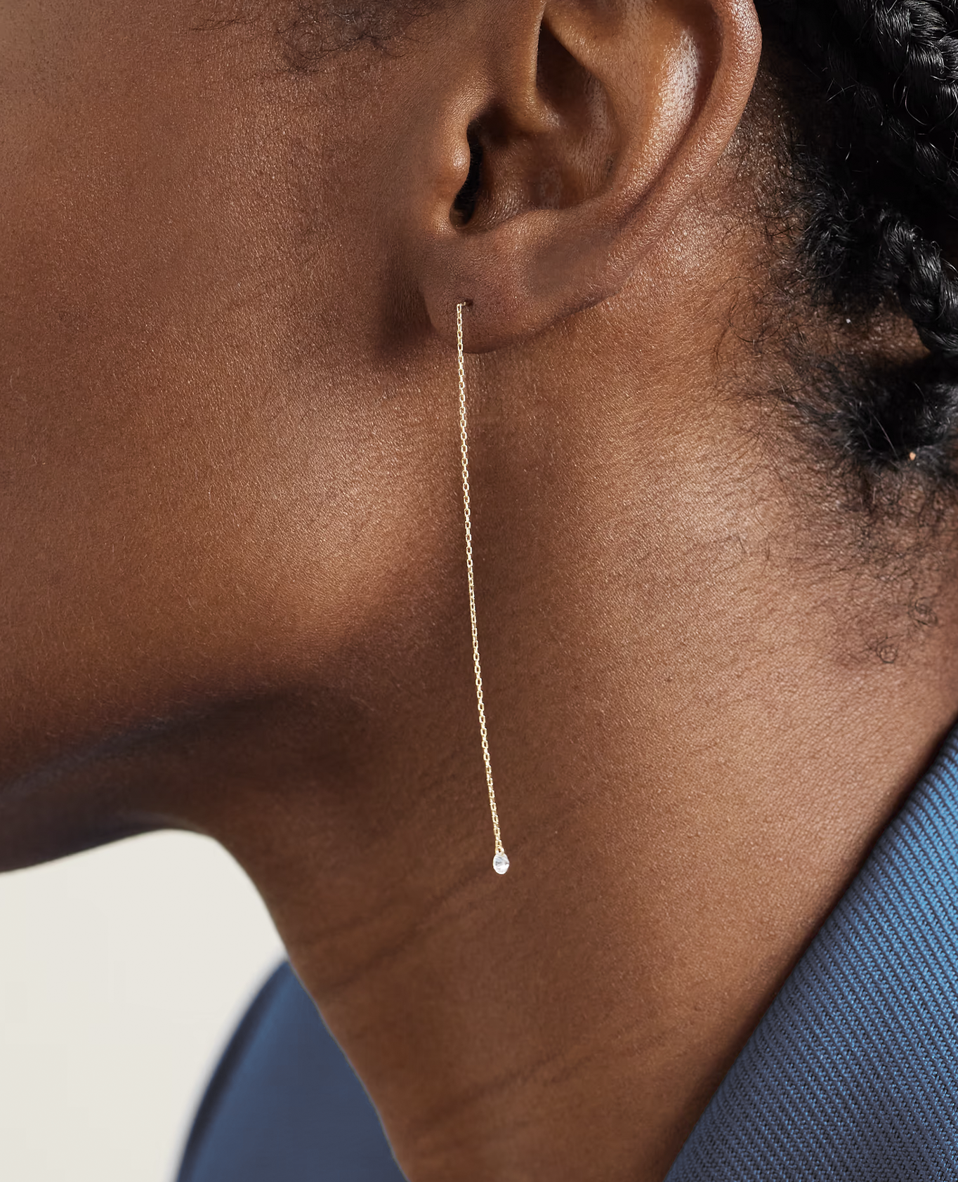 Boucles d'oreille Danaé diamant chaîne ligne