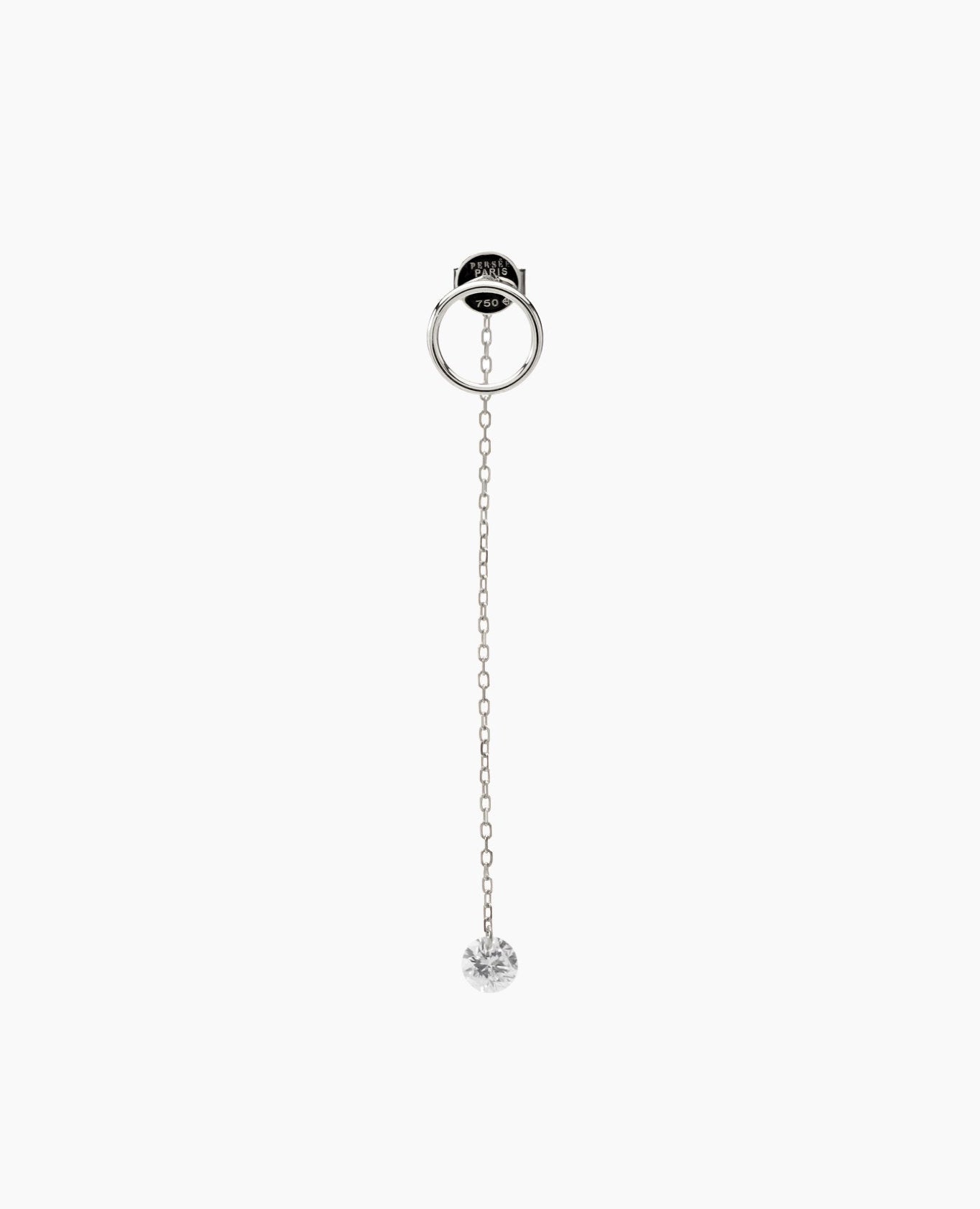 Boucle d'oreille Hélios chaîne 1 diamant Blanc