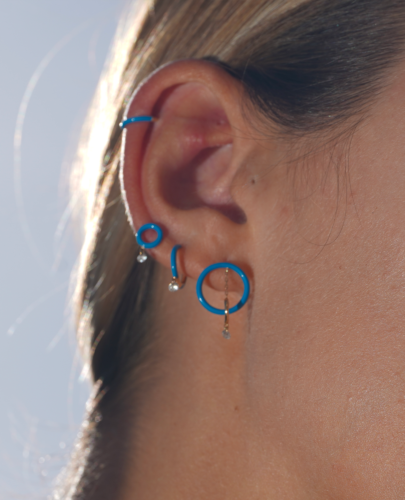 Boucles d'oreilles Enamel Orbite Bleu