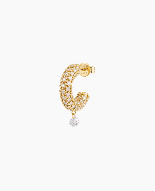 Mono boucle d’oreille créole pavée