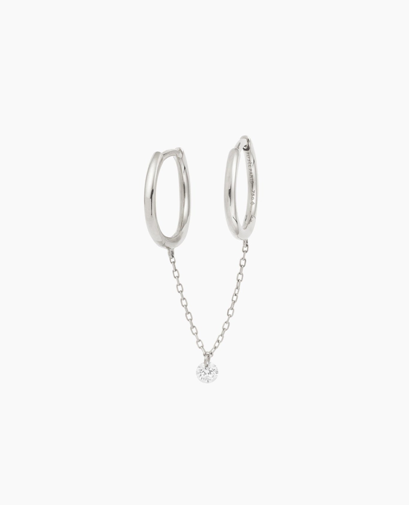 Piercing Chaînette double hoops 1 diamant Blanc