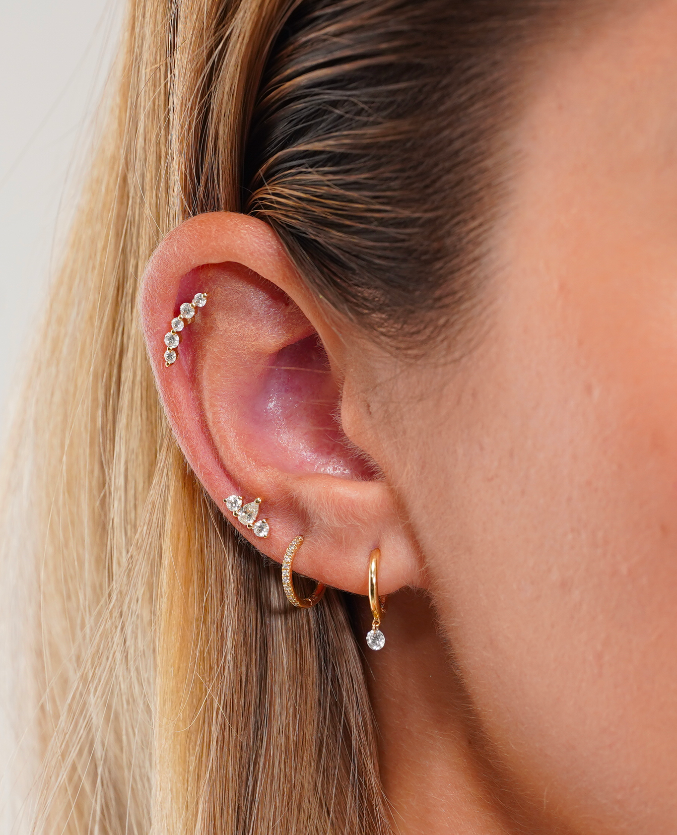 Piercing Trio diamants poire et rond