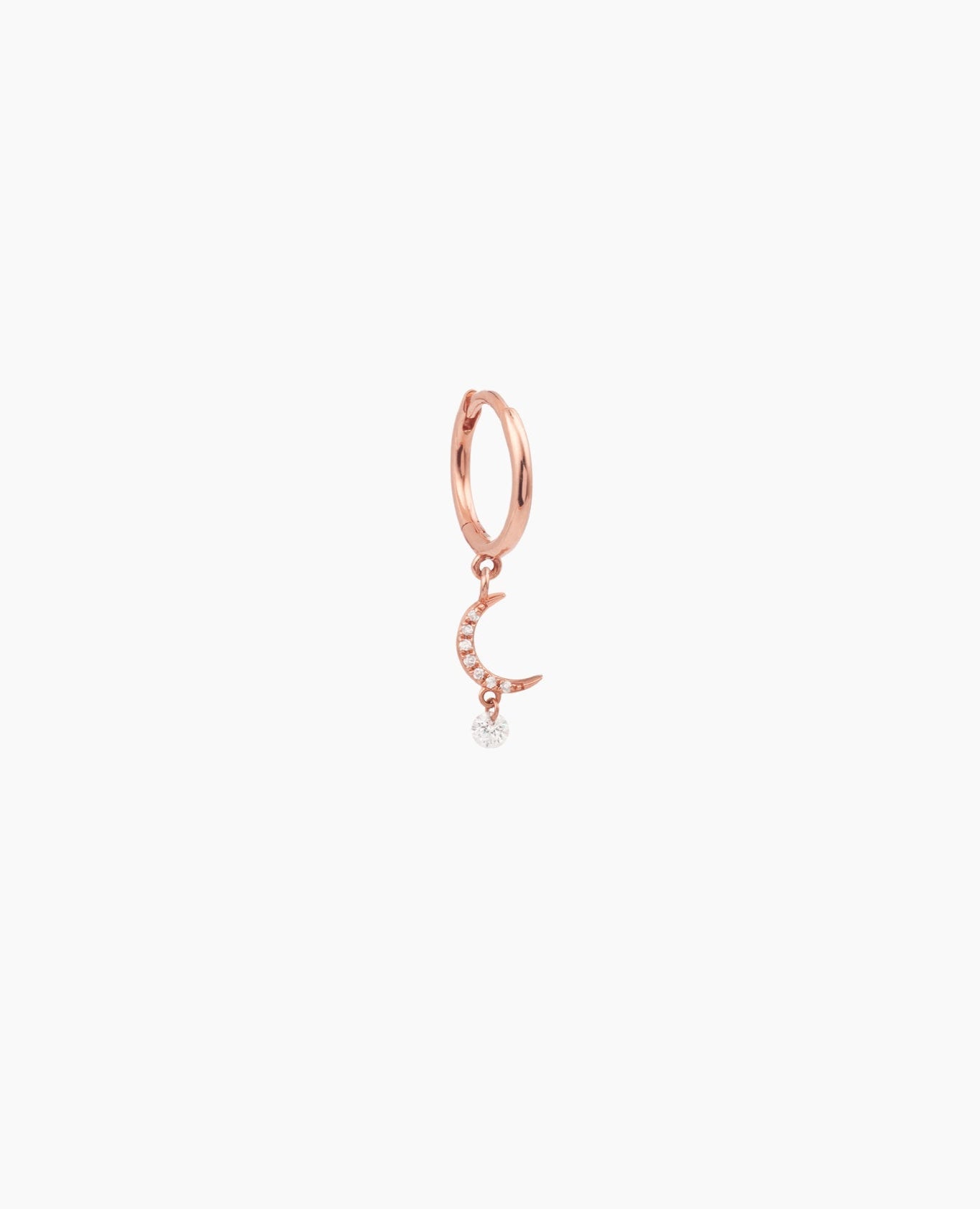 Boucle d'oreille Séléné anneau Lune pavée un diamant