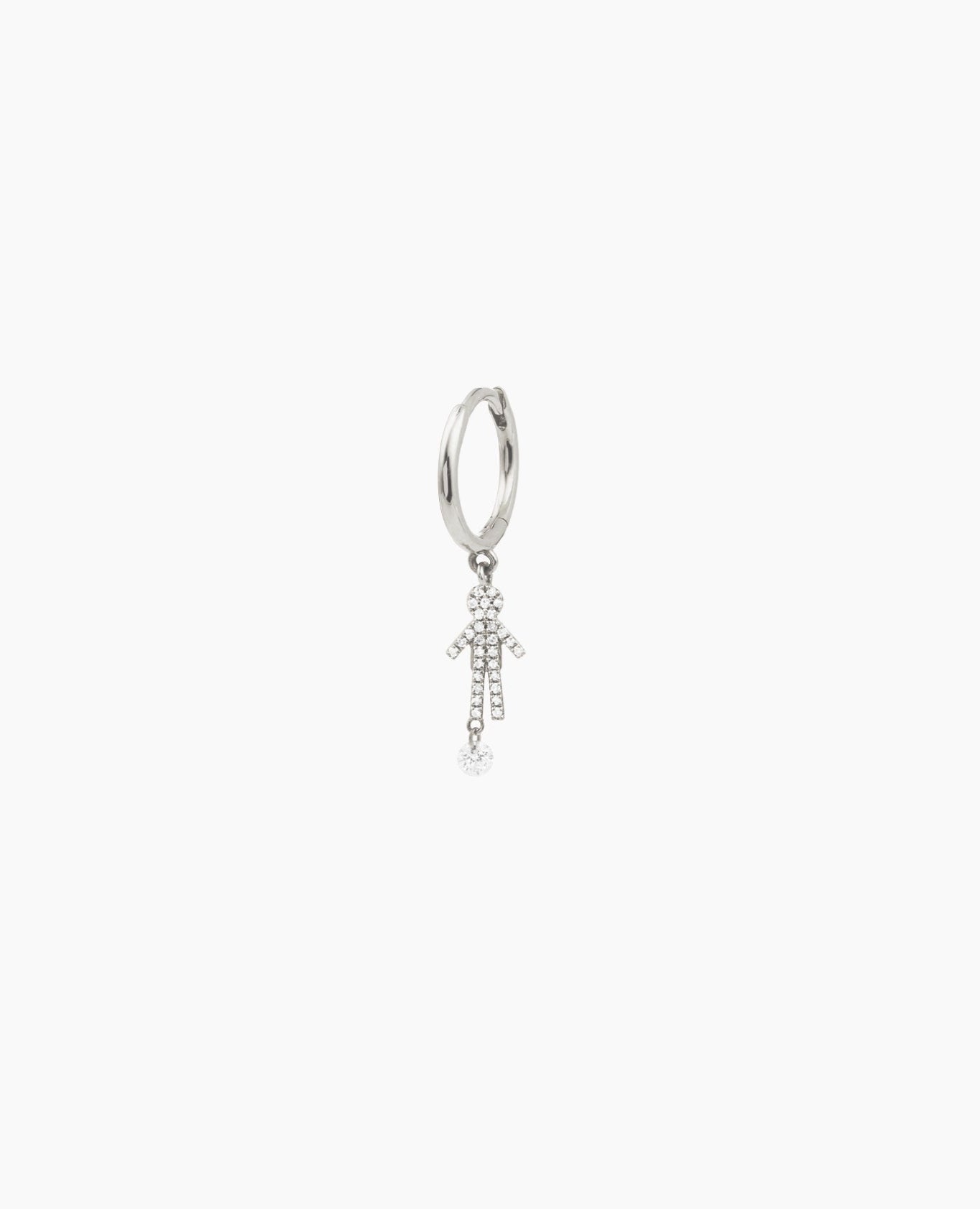 Boucle d'oreille Séléné anneau Boy pavée un diamant Blanc