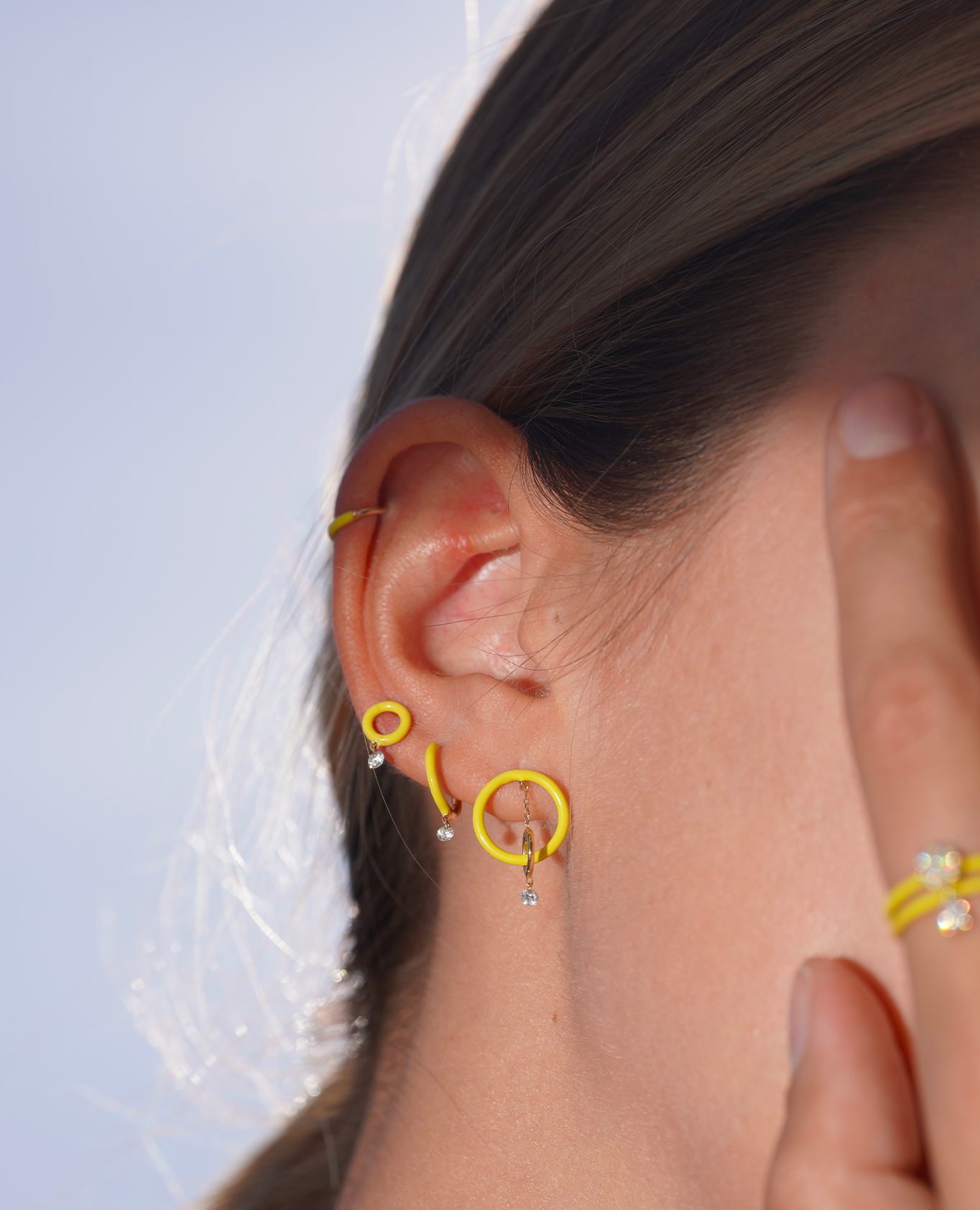 Boucles d'oreille Enamel Orbite Jaune