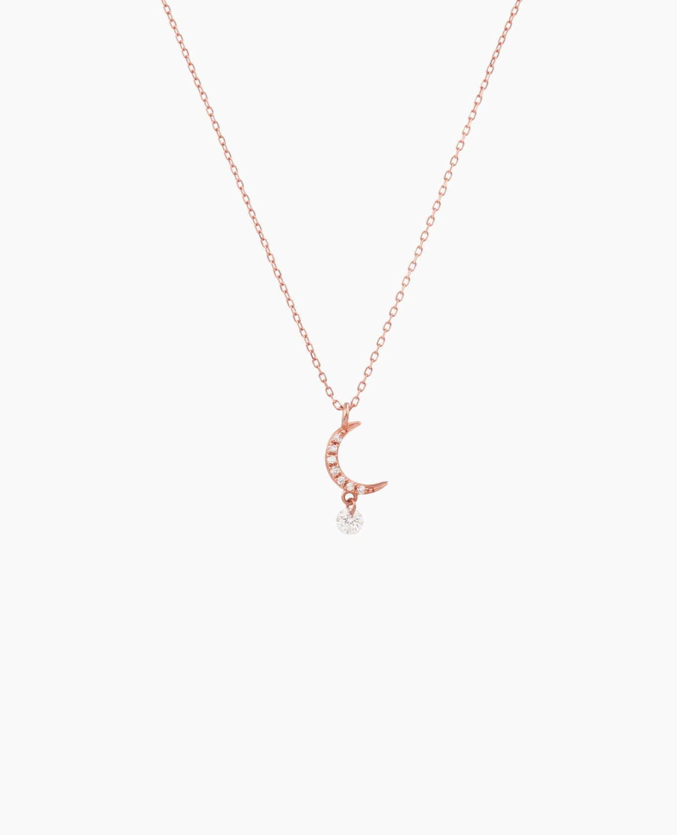 Collier Séléné Lune pavée un diamant Rose