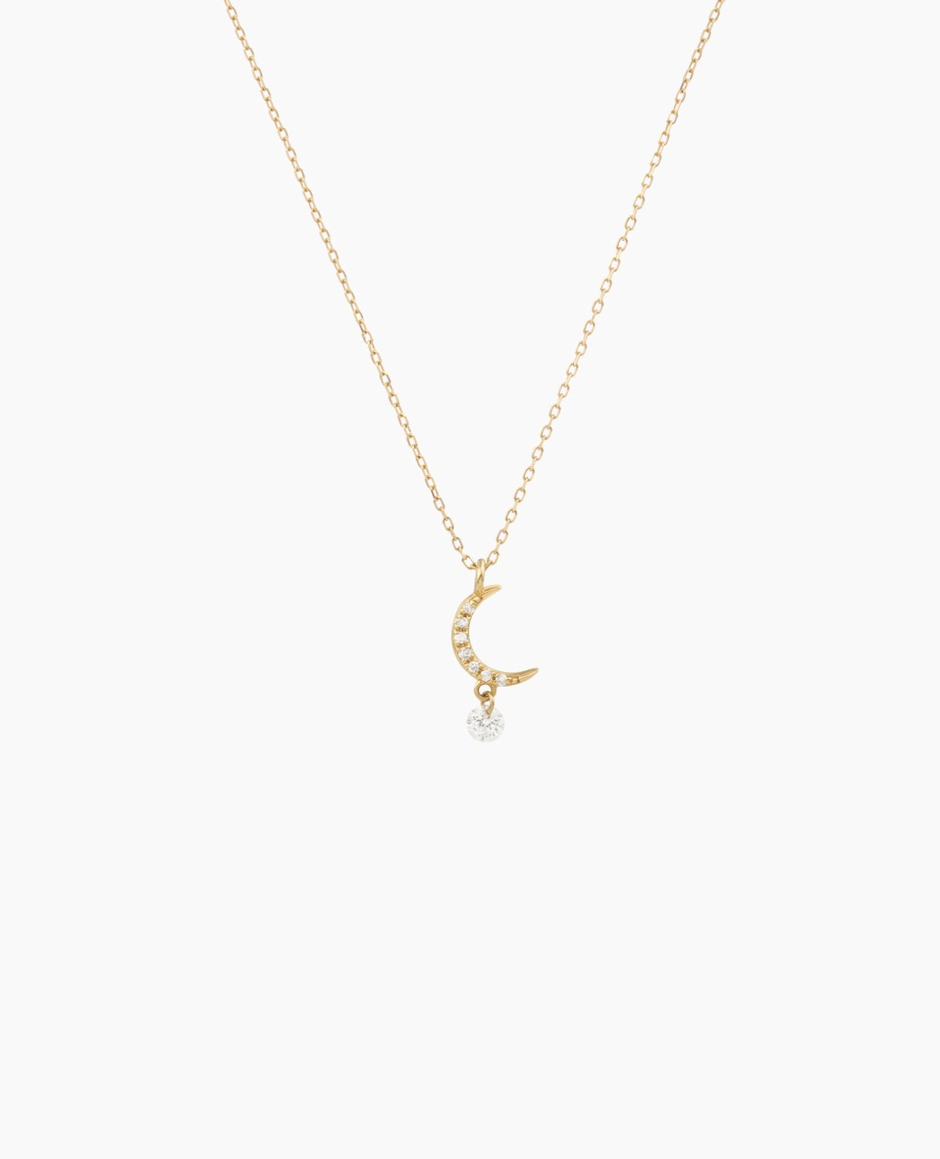 Collier Séléné Lune pavée un diamant Jaune