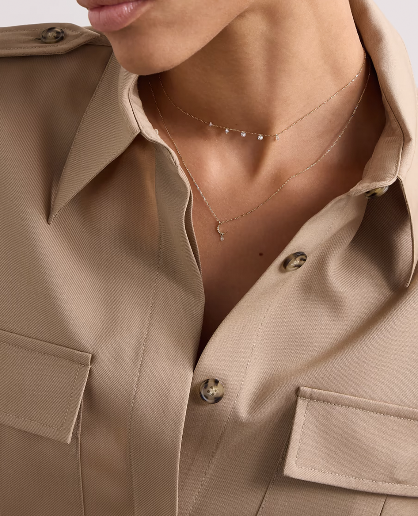 Selene Moon necklace paved with a diamond