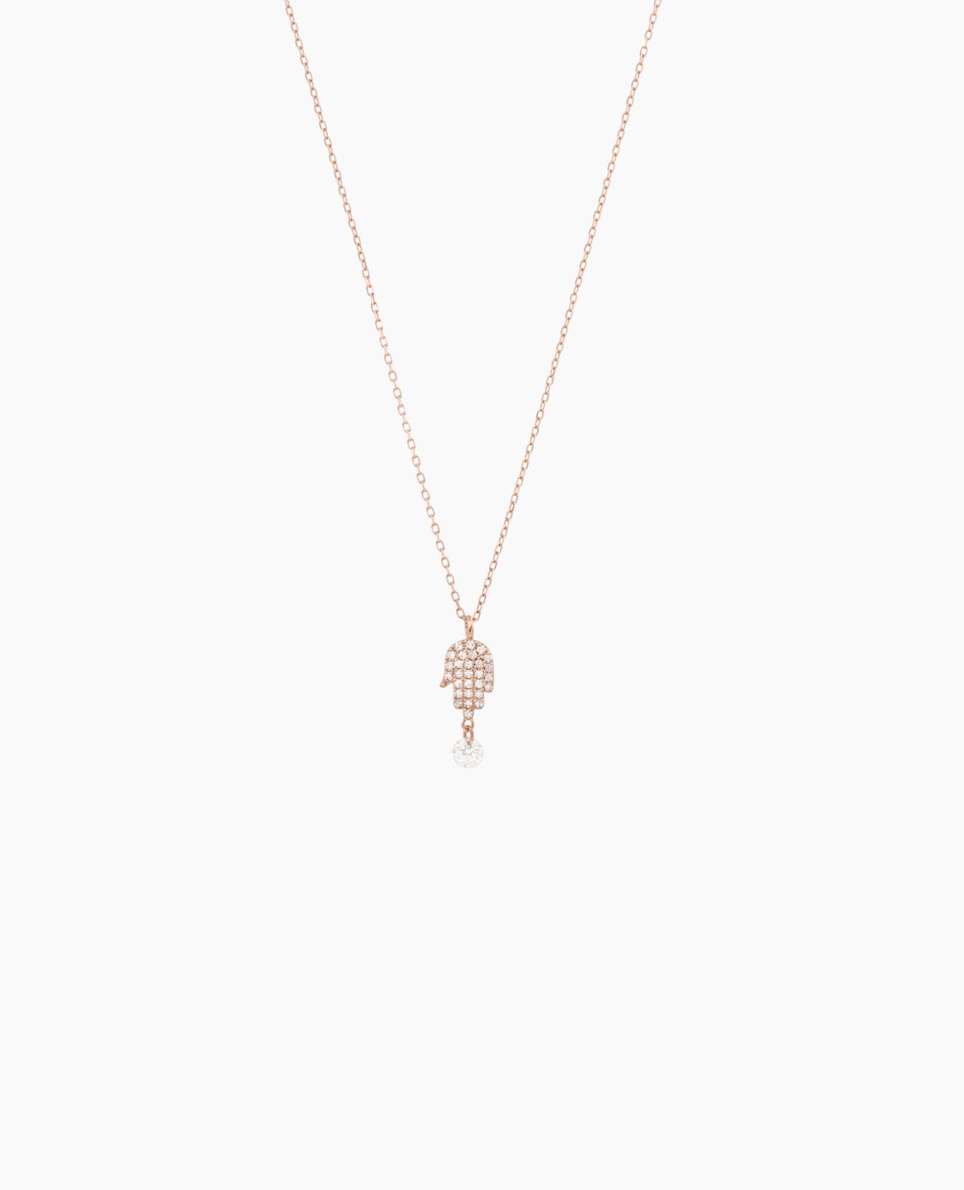 Collier Séléné Fatma pavé un diamant Rose