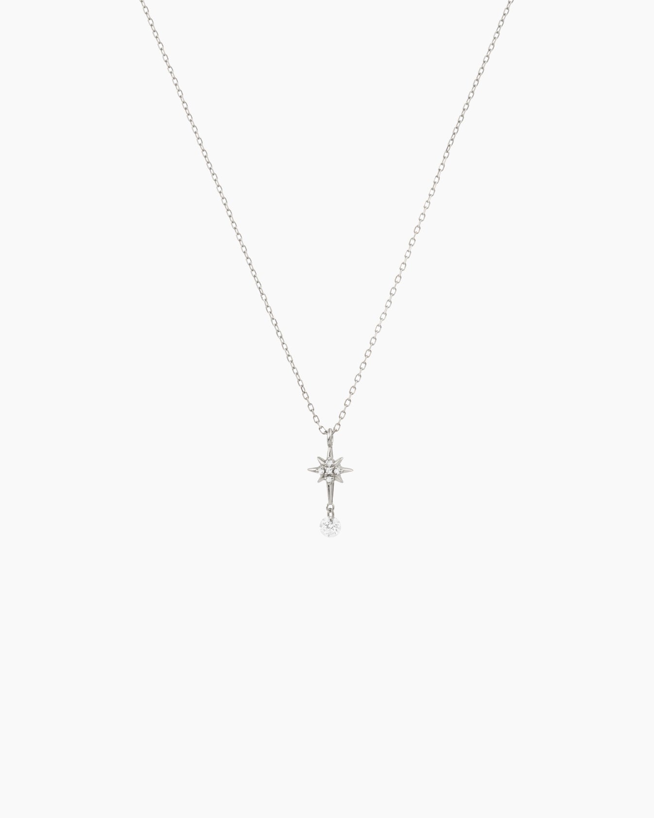 Collier Séléné Etoile Polaire pavé un diamant Blanc