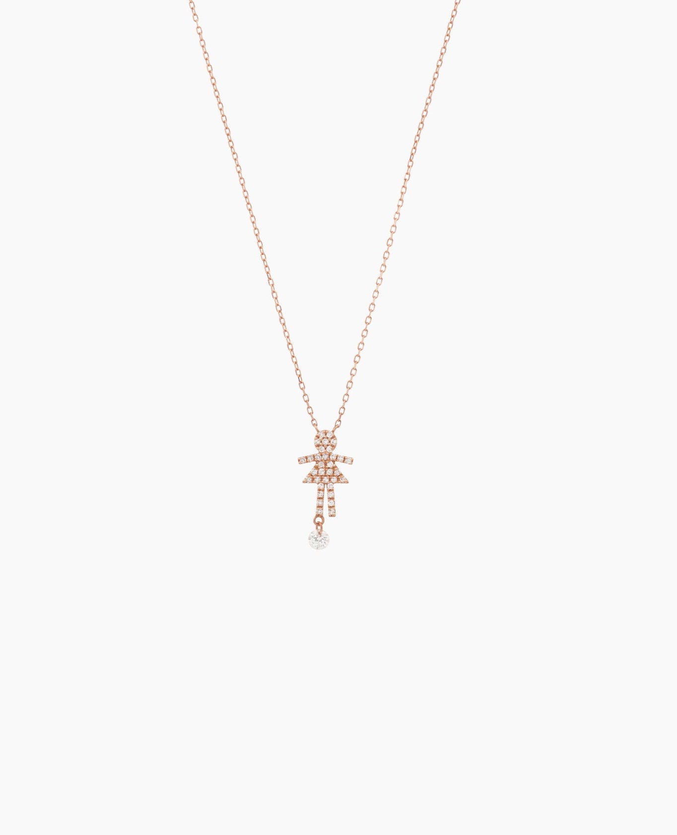 Collier Séléné Girl pavé diamant Rose