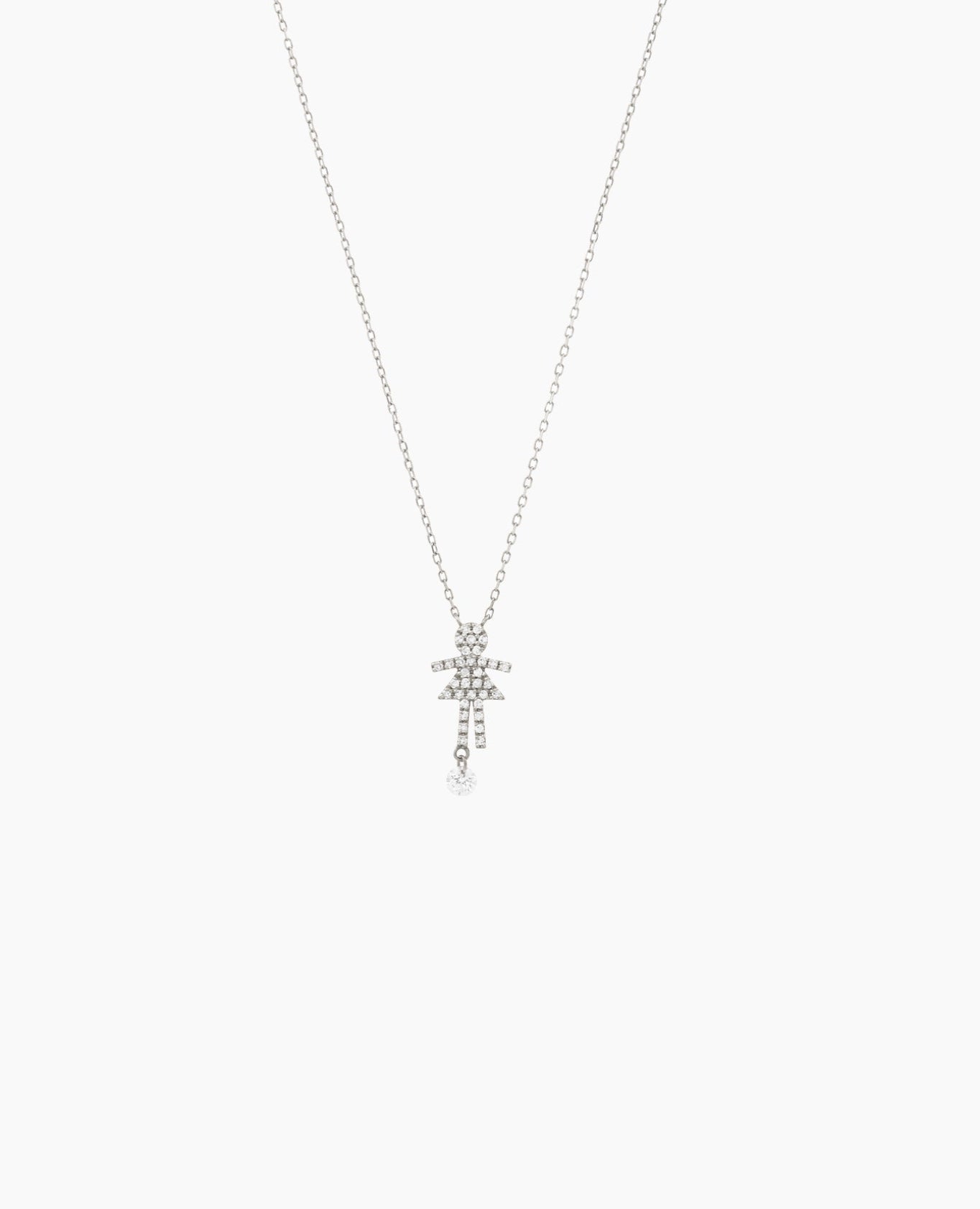 Collier Séléné Girl pavé diamant Blanc