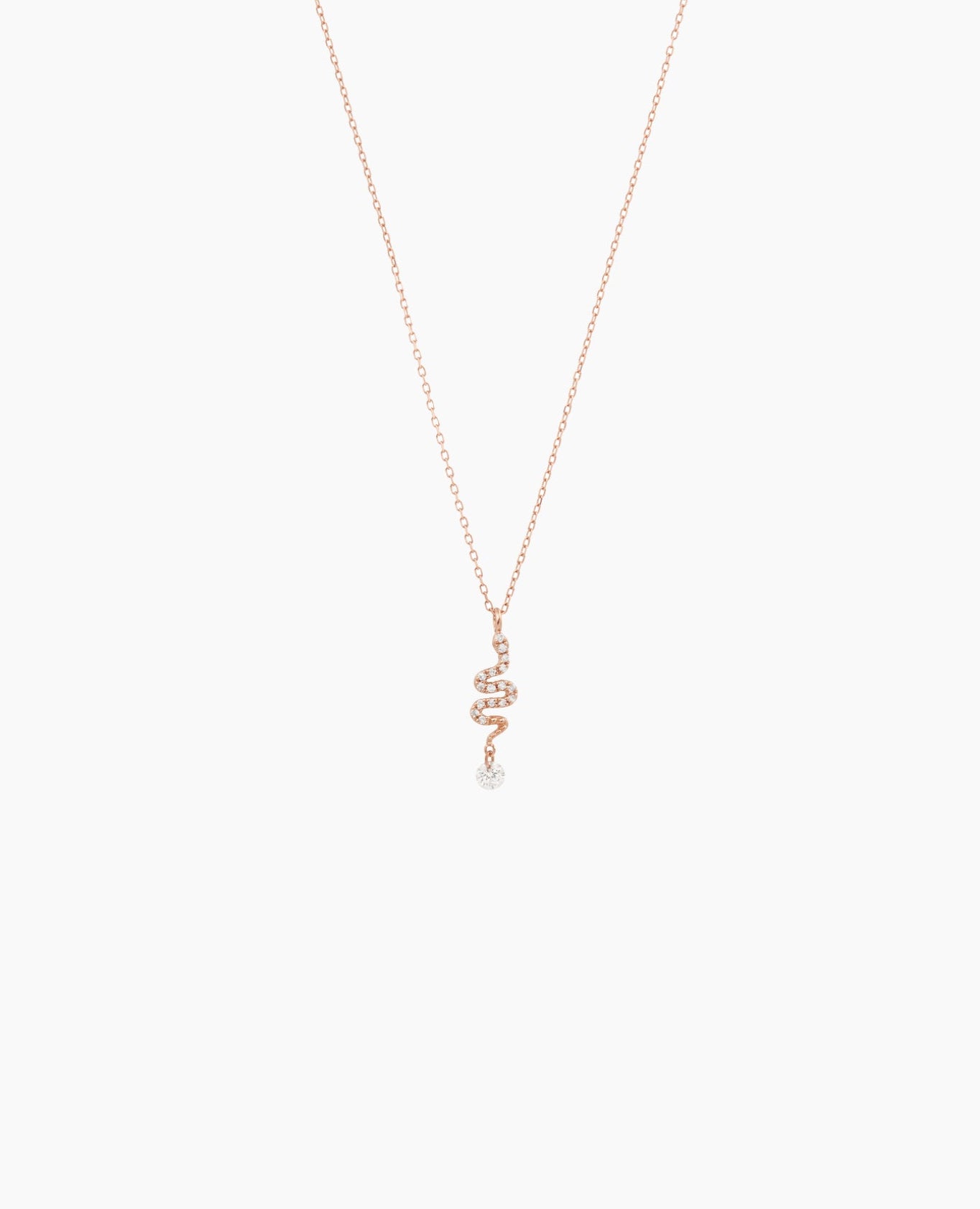 Collier Séléné Serpent pavé un diamant Rose