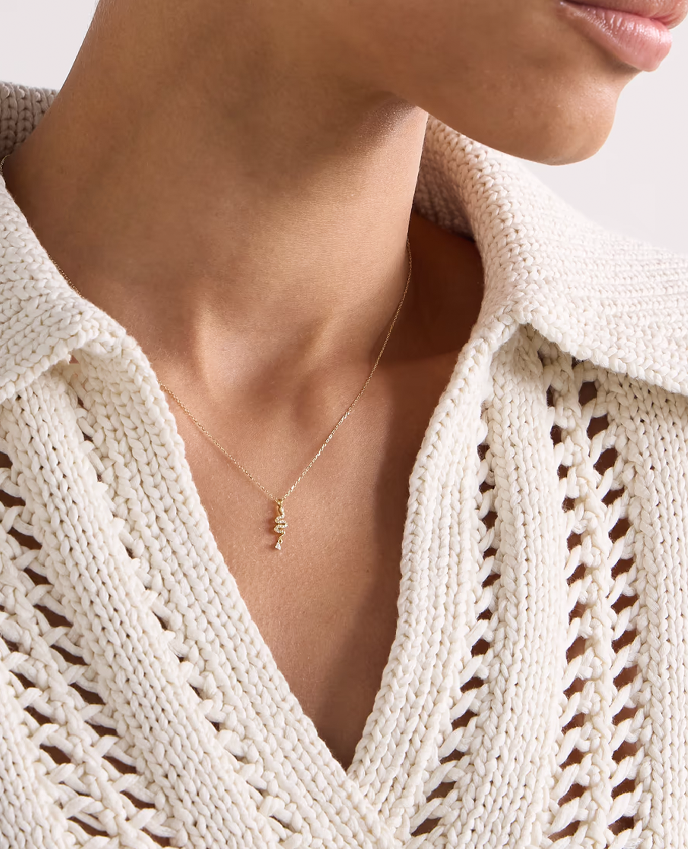 Selene Serpent necklace with a diamond pave