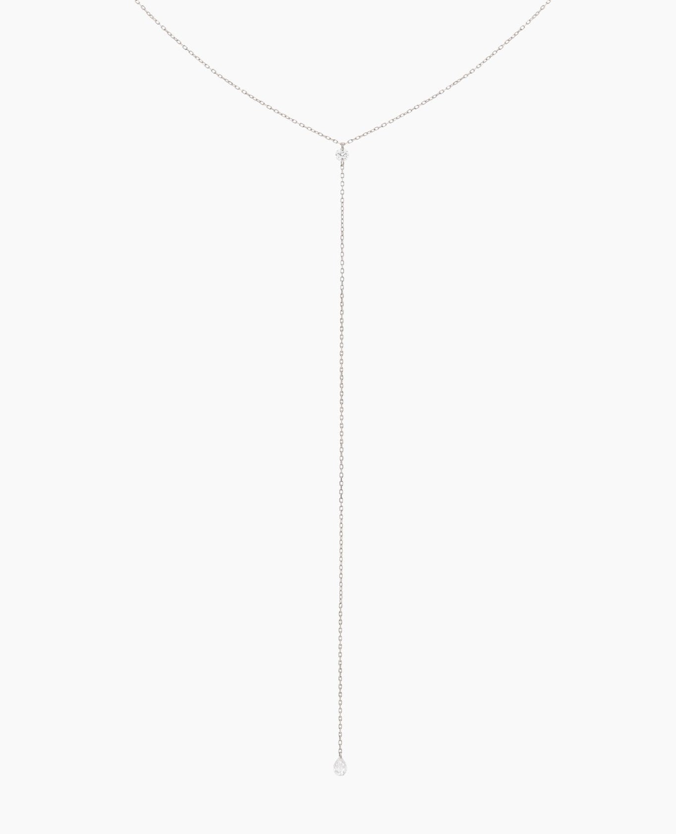 Collier Cravate Danaé Deux diamants Blanc