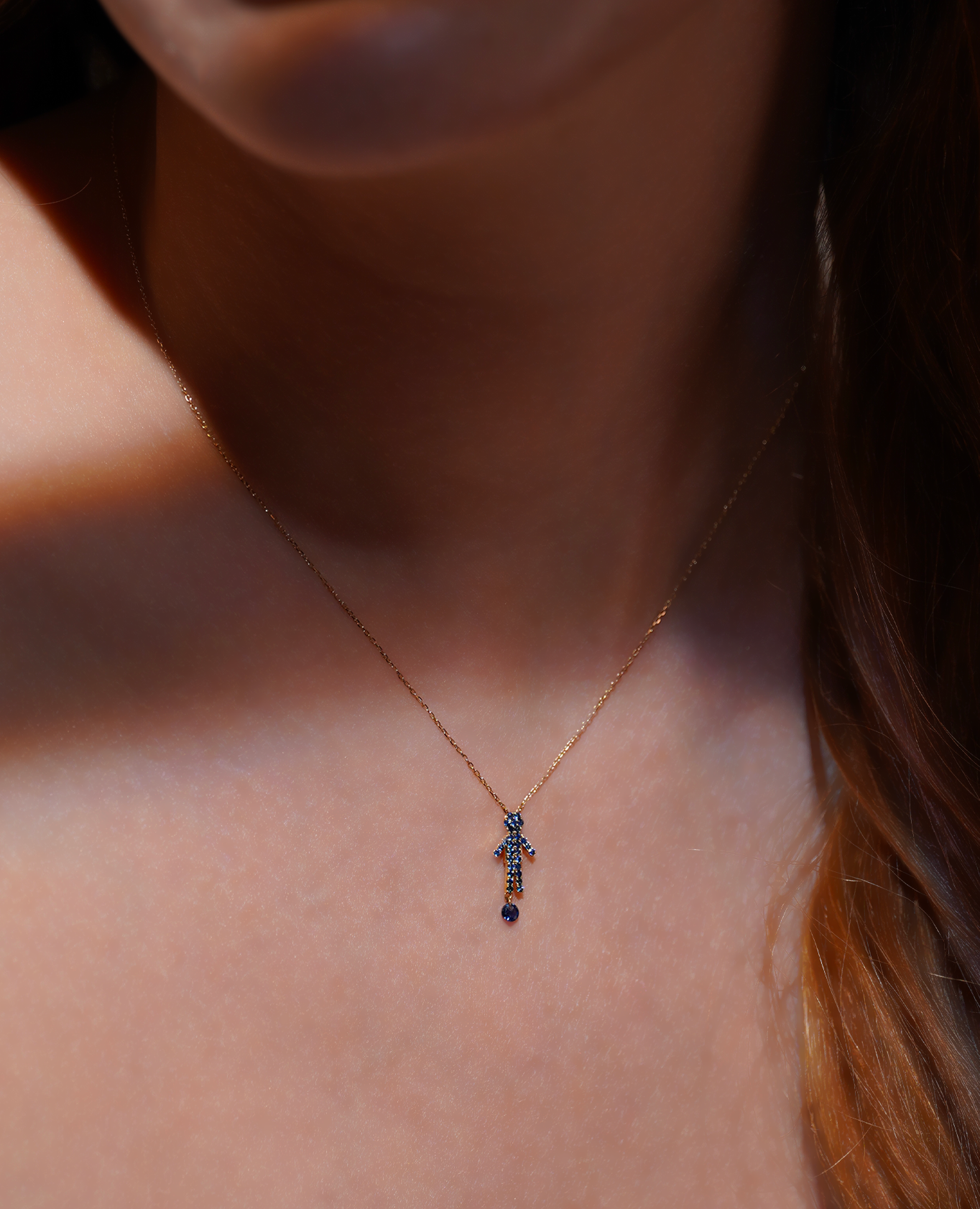 Selene Boy sapphire pavé necklace