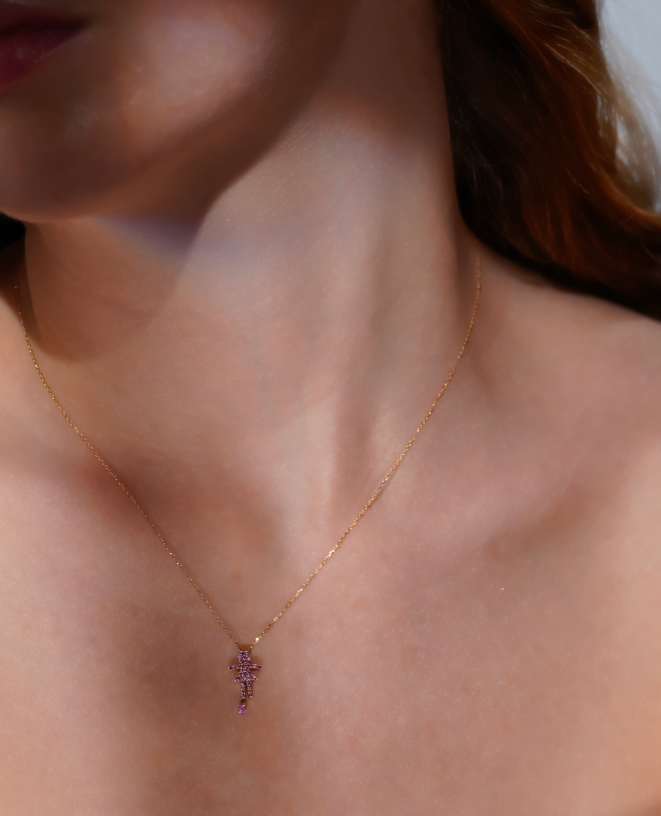 Selene Girl Necklace Pavé Pink Sapphire