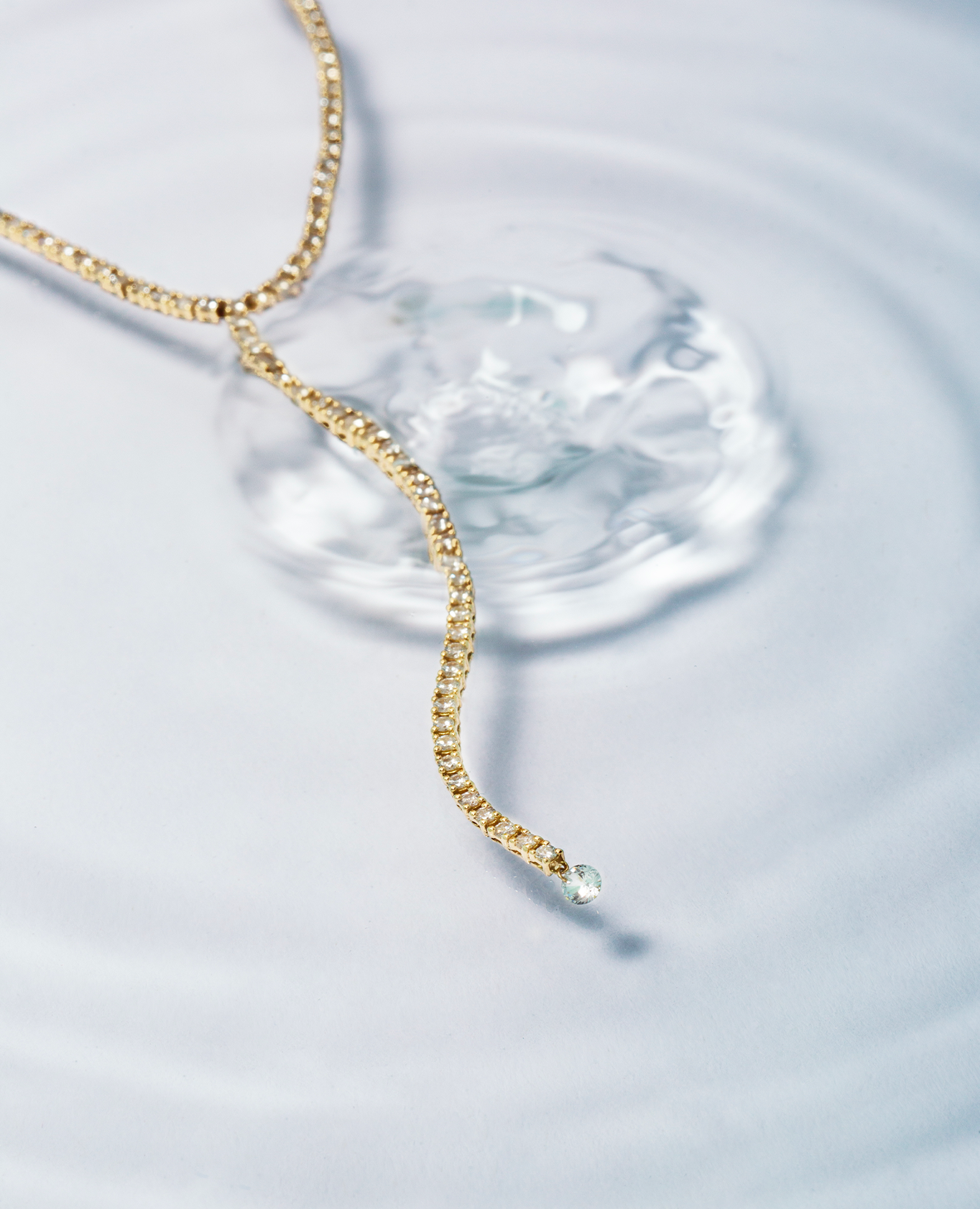 Tennis River Necklace with a Diamond