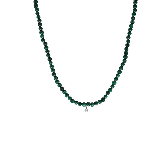 Collier Semi Precious Malachite or Jaune