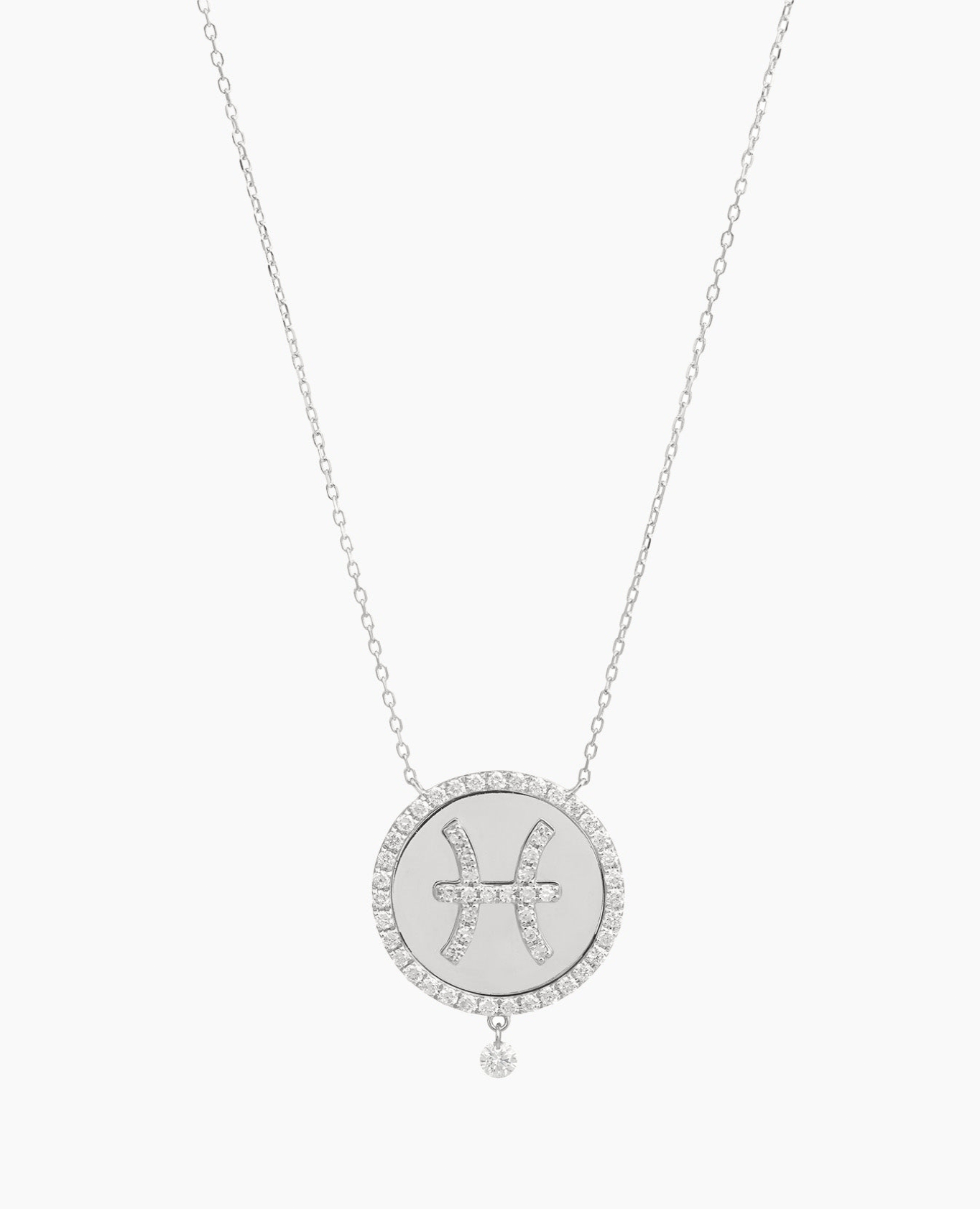 Collier Céleste Médaillon Pavé diamant Signe Poisson