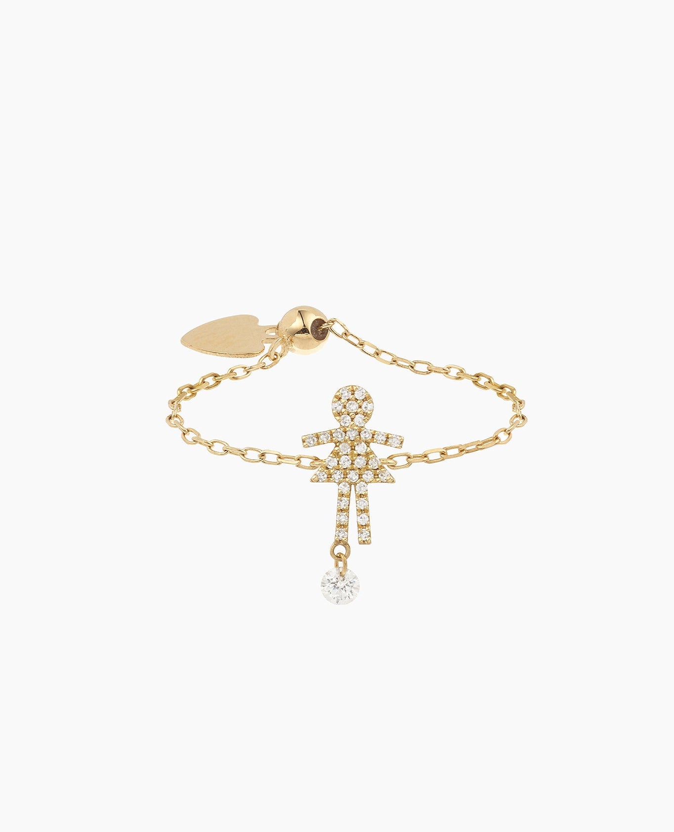 Bague Séléné chaînette Girl pavée un diamant suspendu