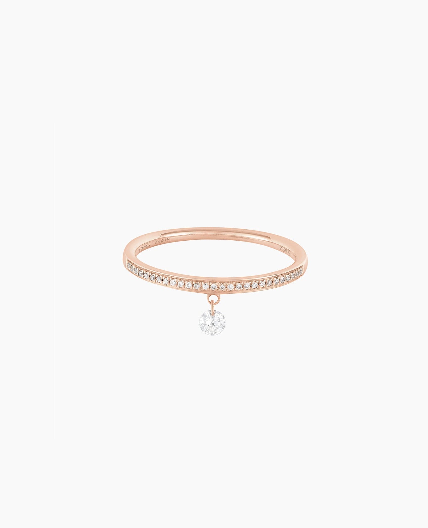 Bague Zeus pavée 1 diamant Rose