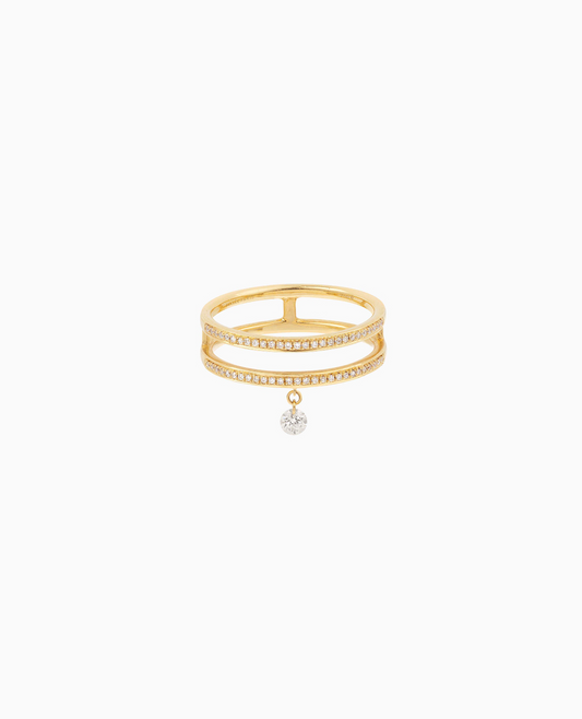 Bague Zeus double pavée un diamant
