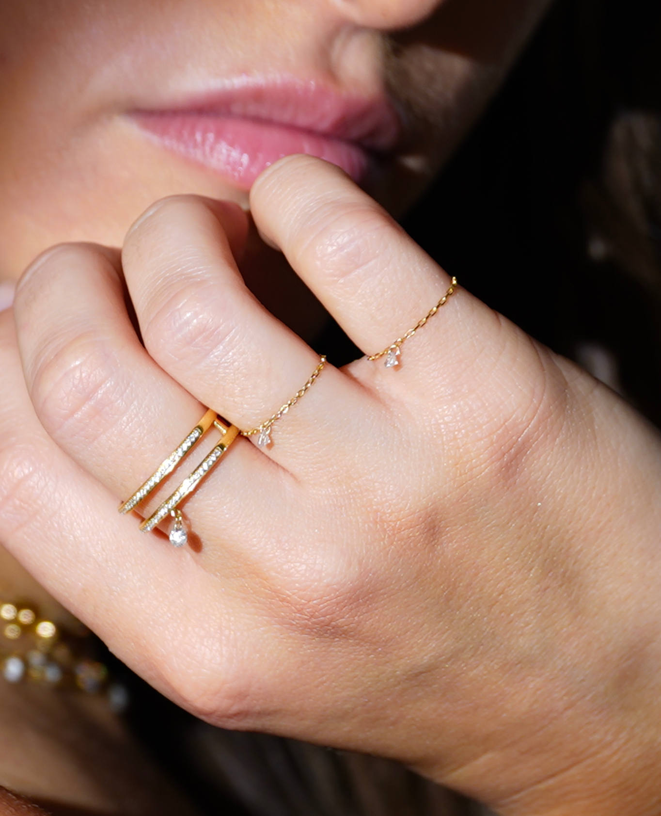 Bague fine Danaé en or jaune 18k avec diamant – Bijoux de créateur Persée Paris