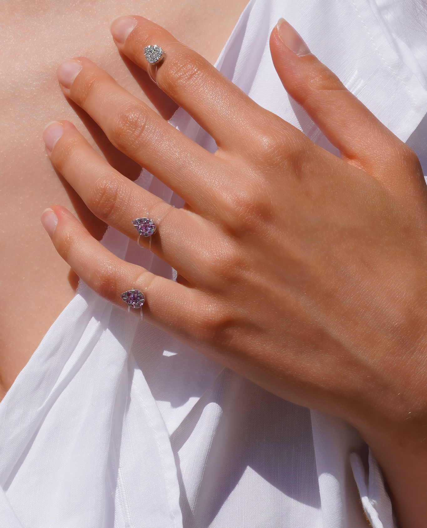 Bague Floating Ring Poire Sapphires Rose