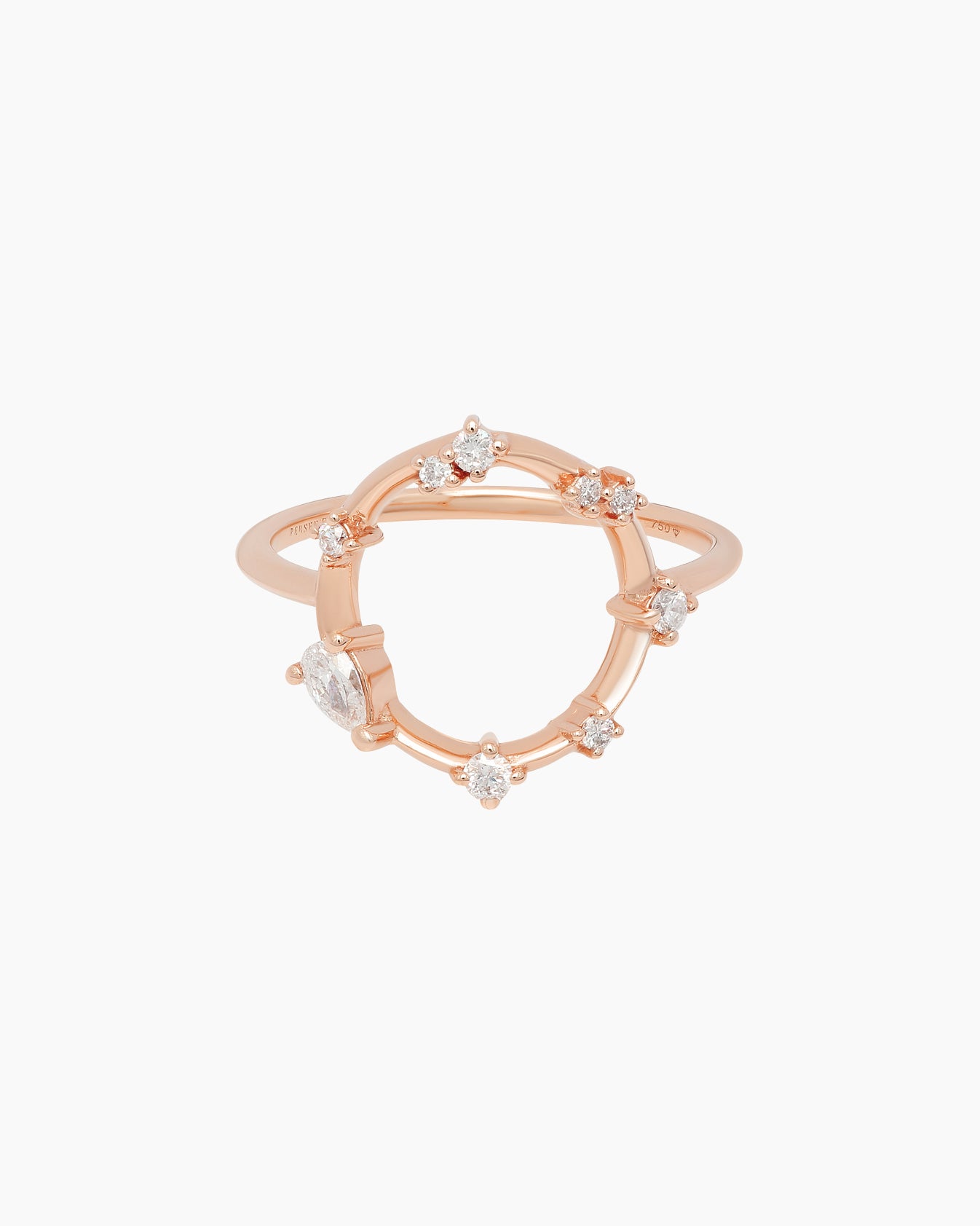 Danaé ring, rain of gold with nine diamonds
