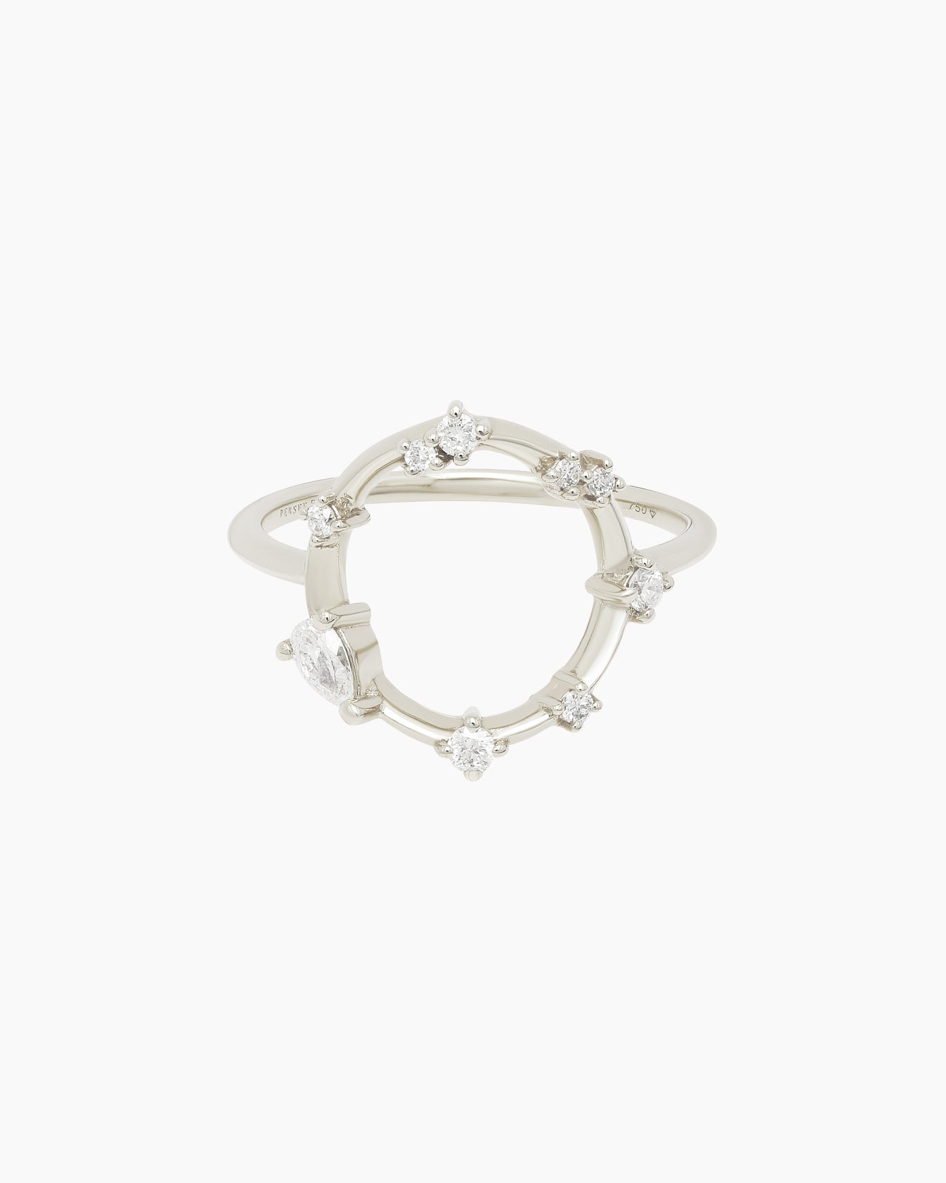 Danaé ring, rain of gold with nine diamonds