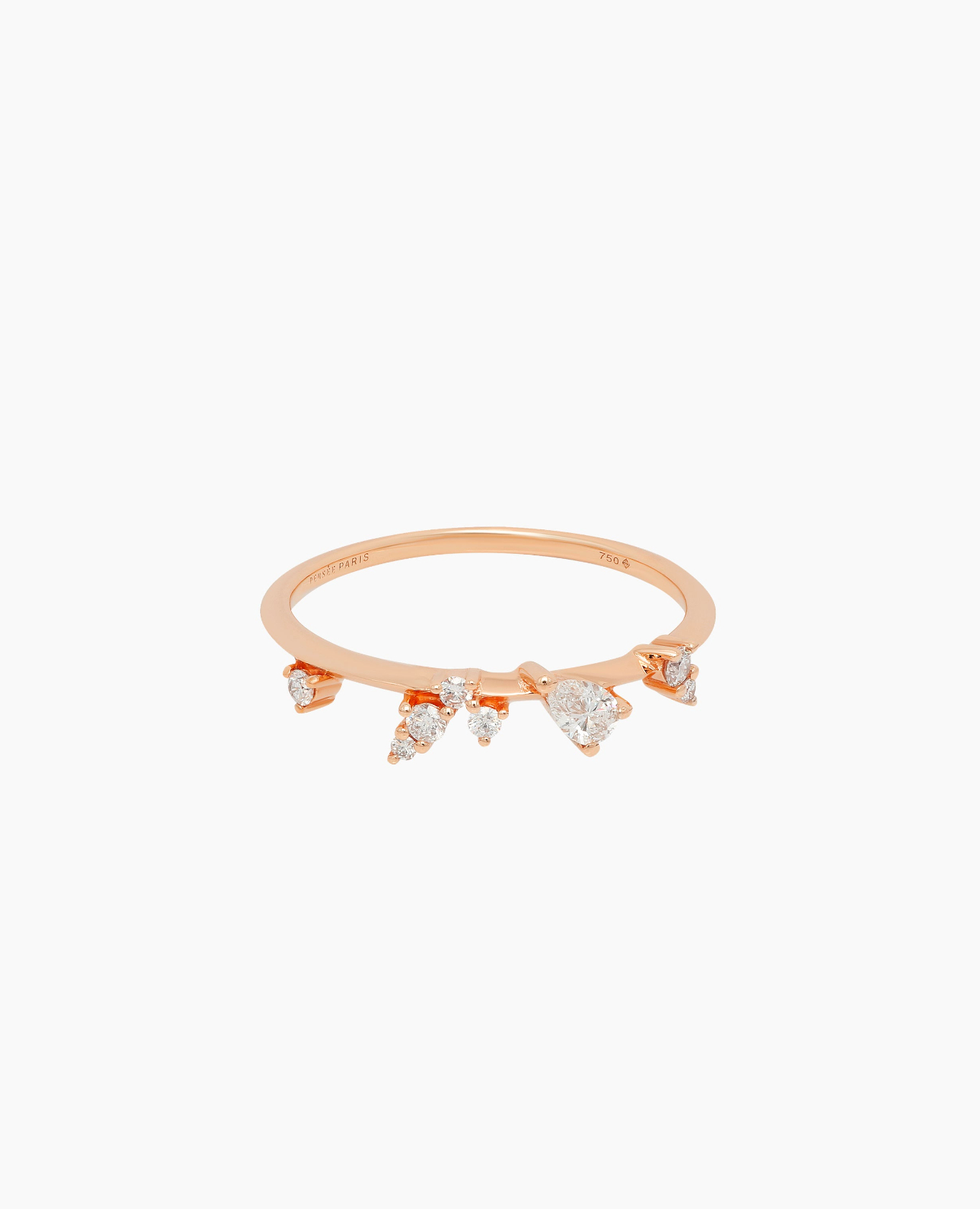 Danaé ring, gold rain with eight diamonds