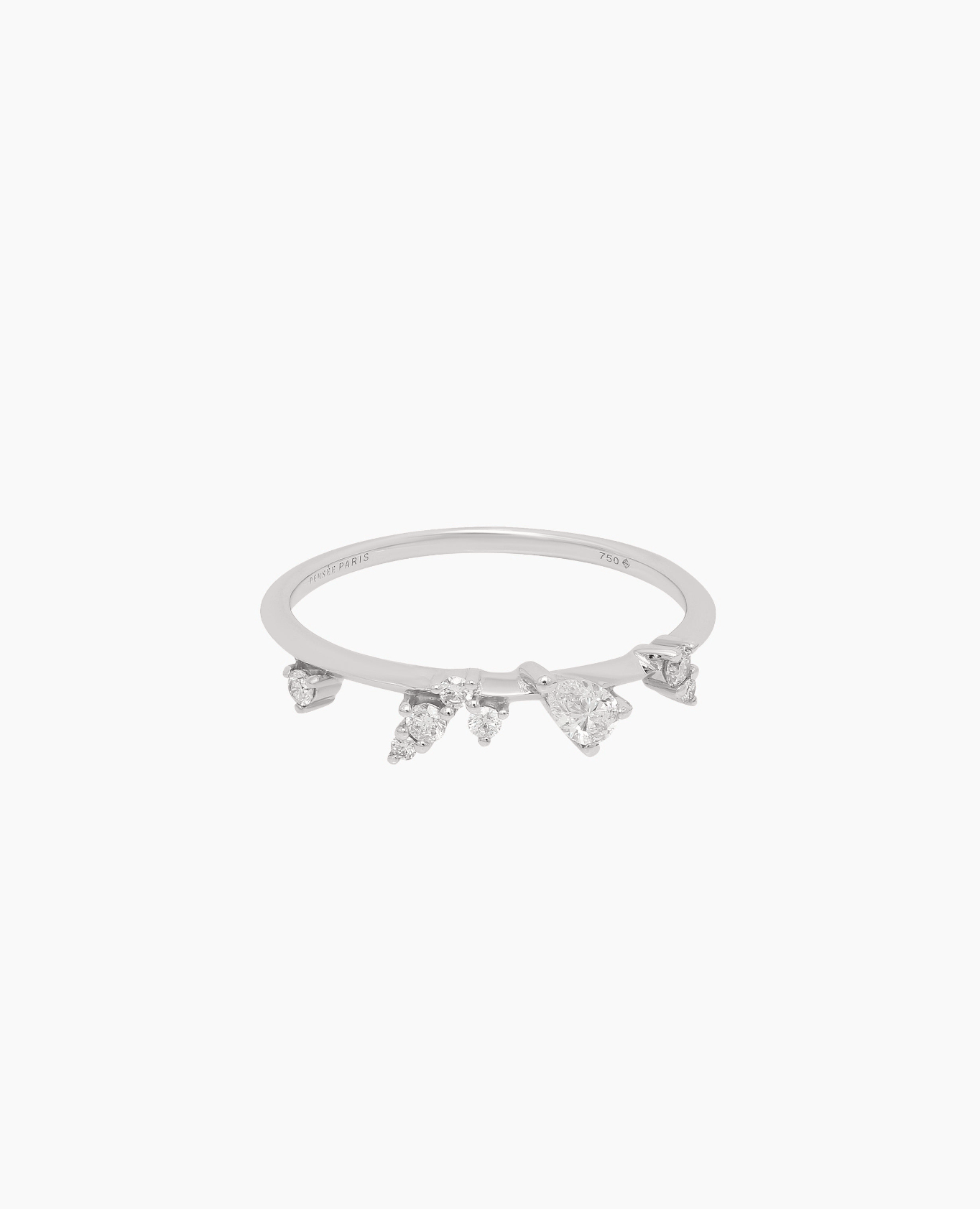 Danaé ring, gold rain with eight diamonds