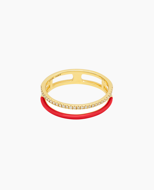 Bague Enamel Zeus pavé rouge