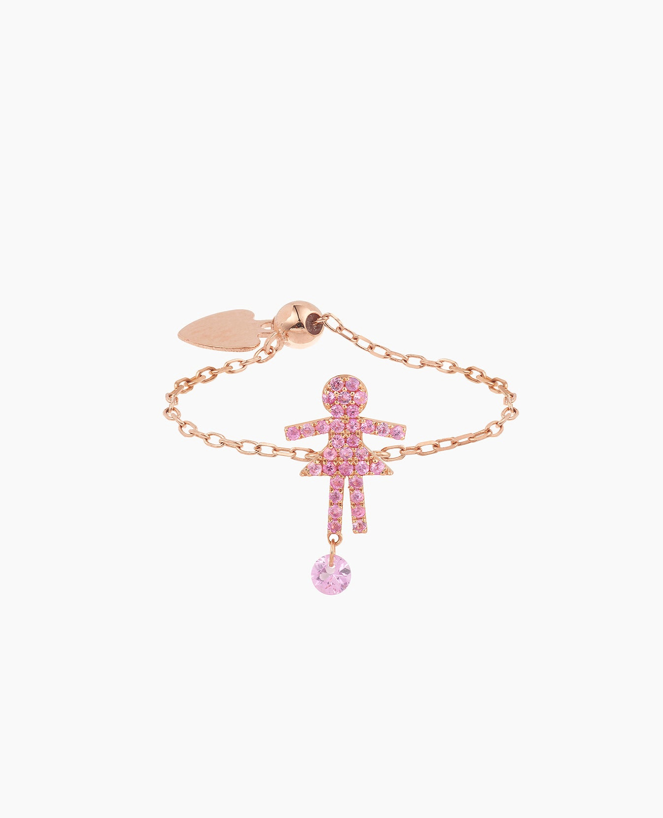 Selene Girl chain ring paved with pink sapphire