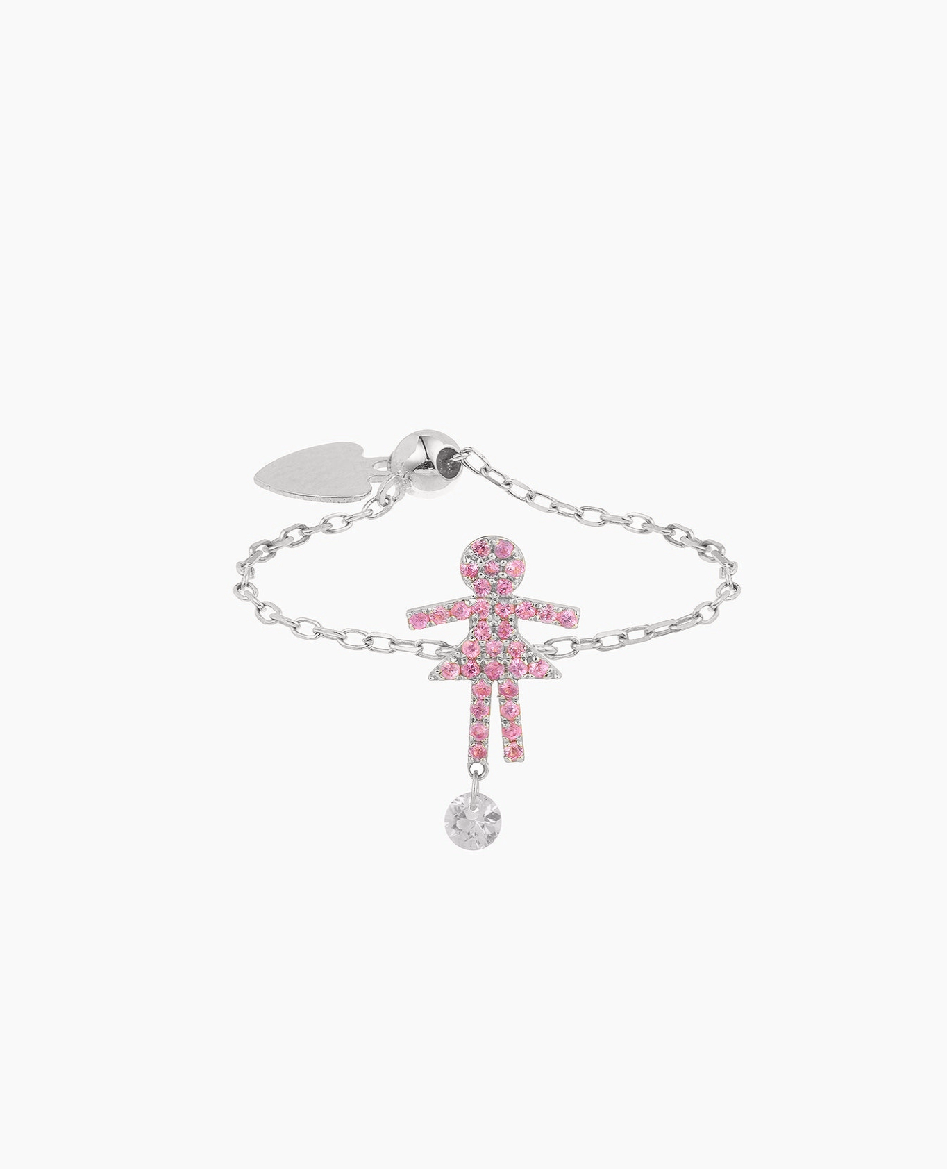 Selene Girl chain ring paved with pink sapphire
