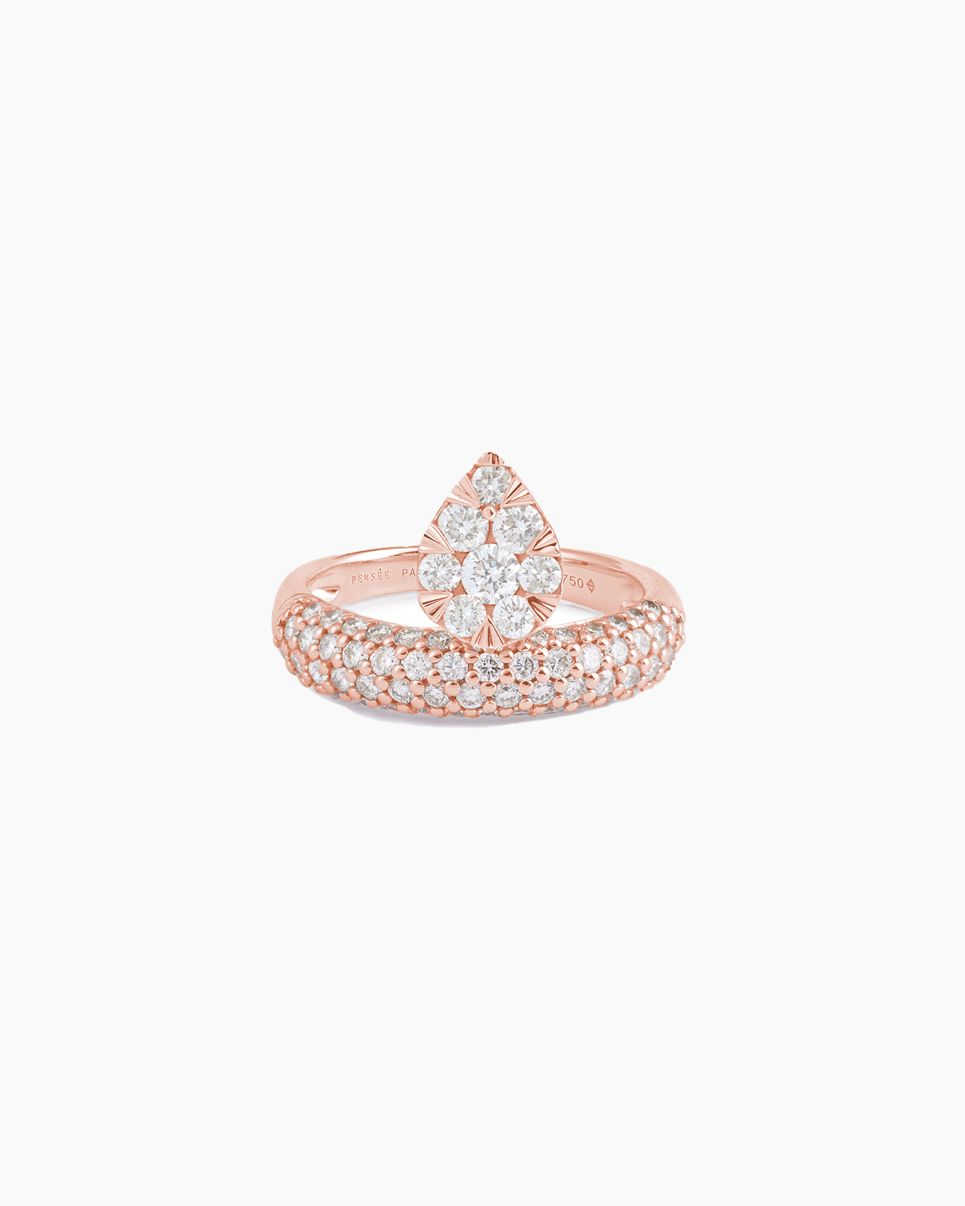 Floating pear paved wedding band