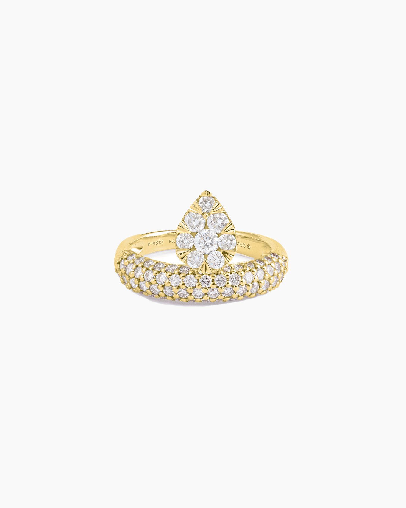 Floating pear paved wedding band
