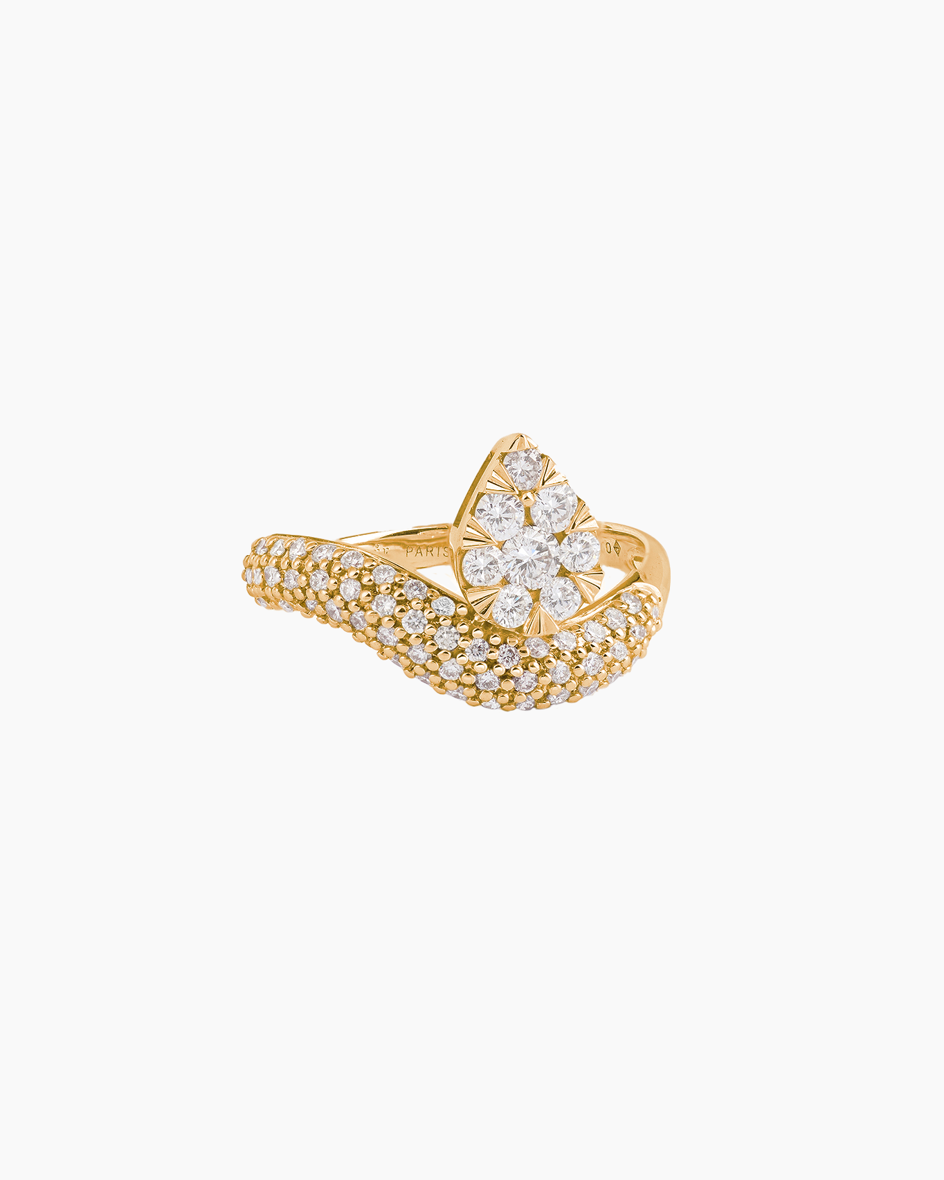 Bague Wave pavée Floating poire