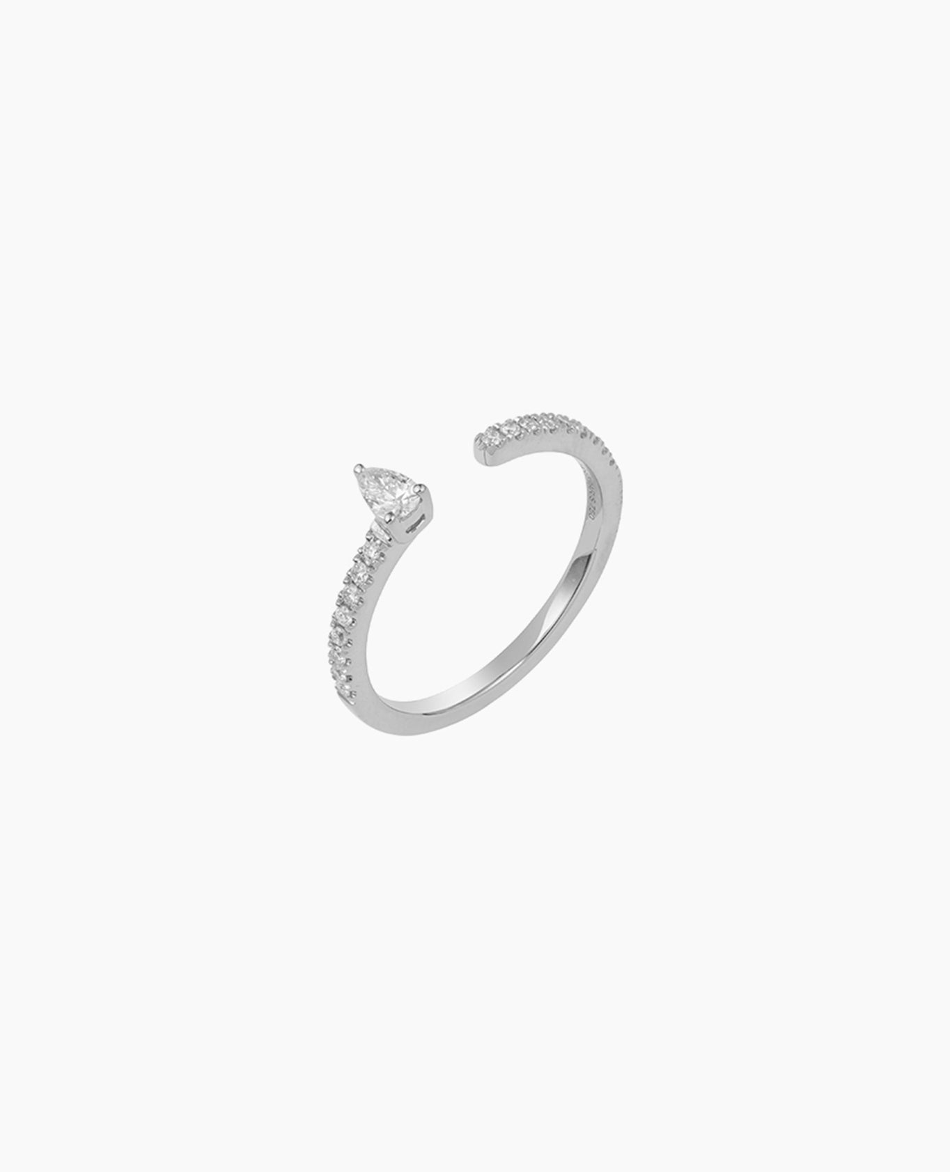 Bague Héra un diamant poire ouvert Blanc