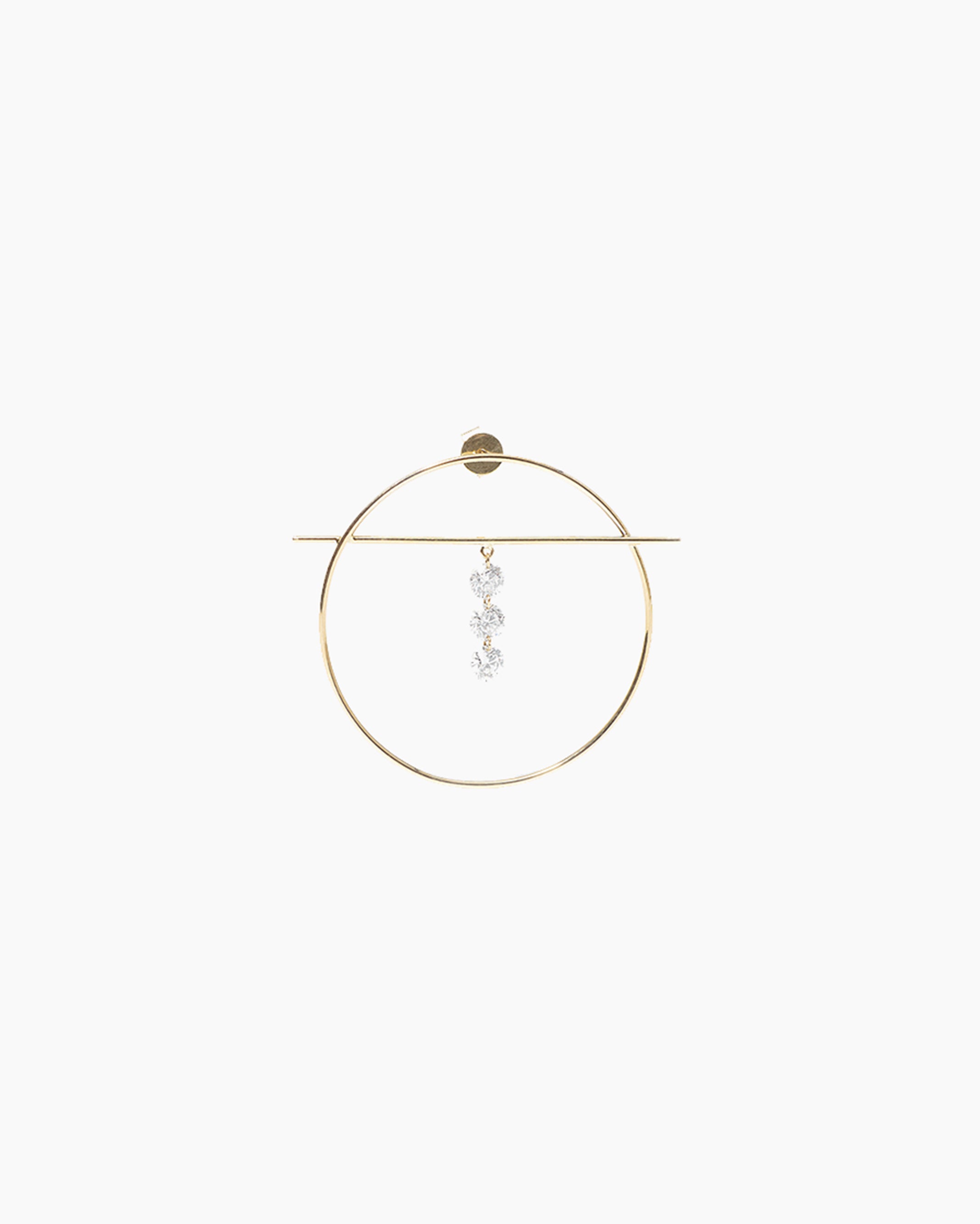 Boucle d'oreille Fibule trois diamants verticales M